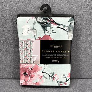 Envogue Home Shower Curtain 100% Cotton Floral Pink Tael Rose cottage 72" X 72"